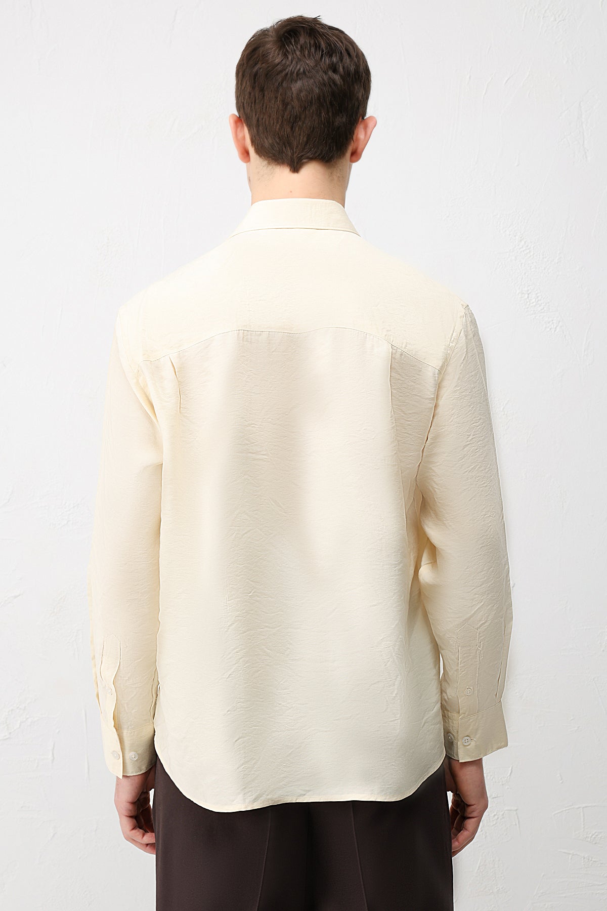 Modal Karışımı Rahat Kesim Erkek Gömleği Sarı