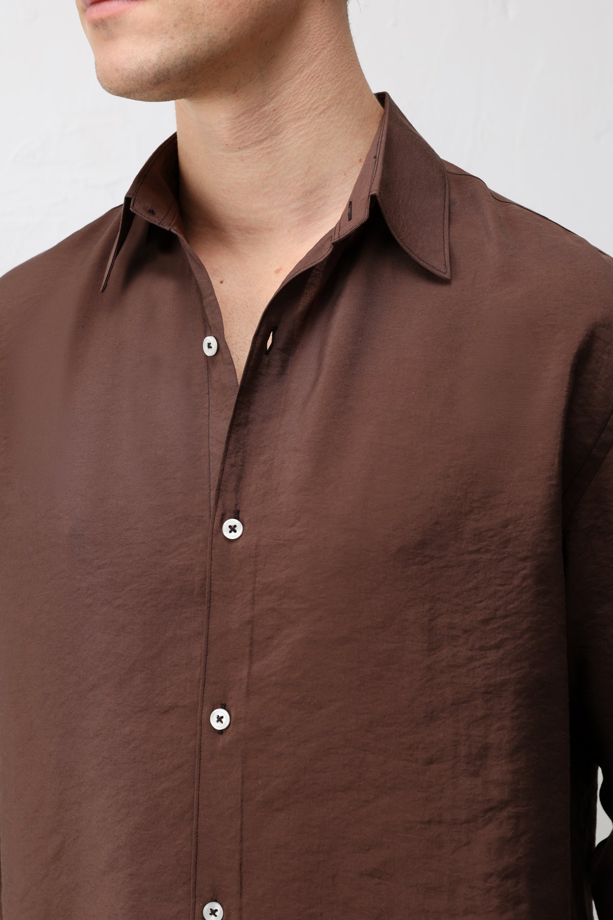 Modal Karışımı Rahat Kesim Erkek Gömlek Kahverengi