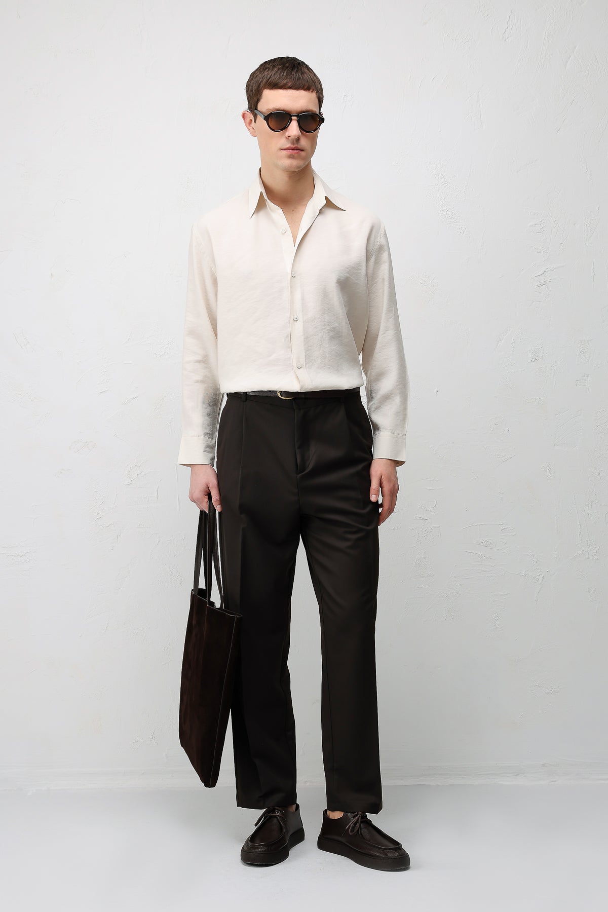 Modal Karışım Rahat Kesim Erkek Gömlek Bej