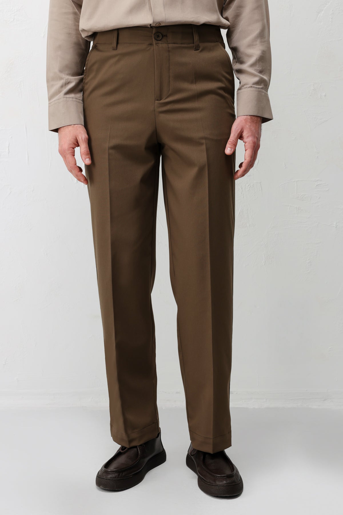 Düz Kesim Erkek Haki Pantolon
