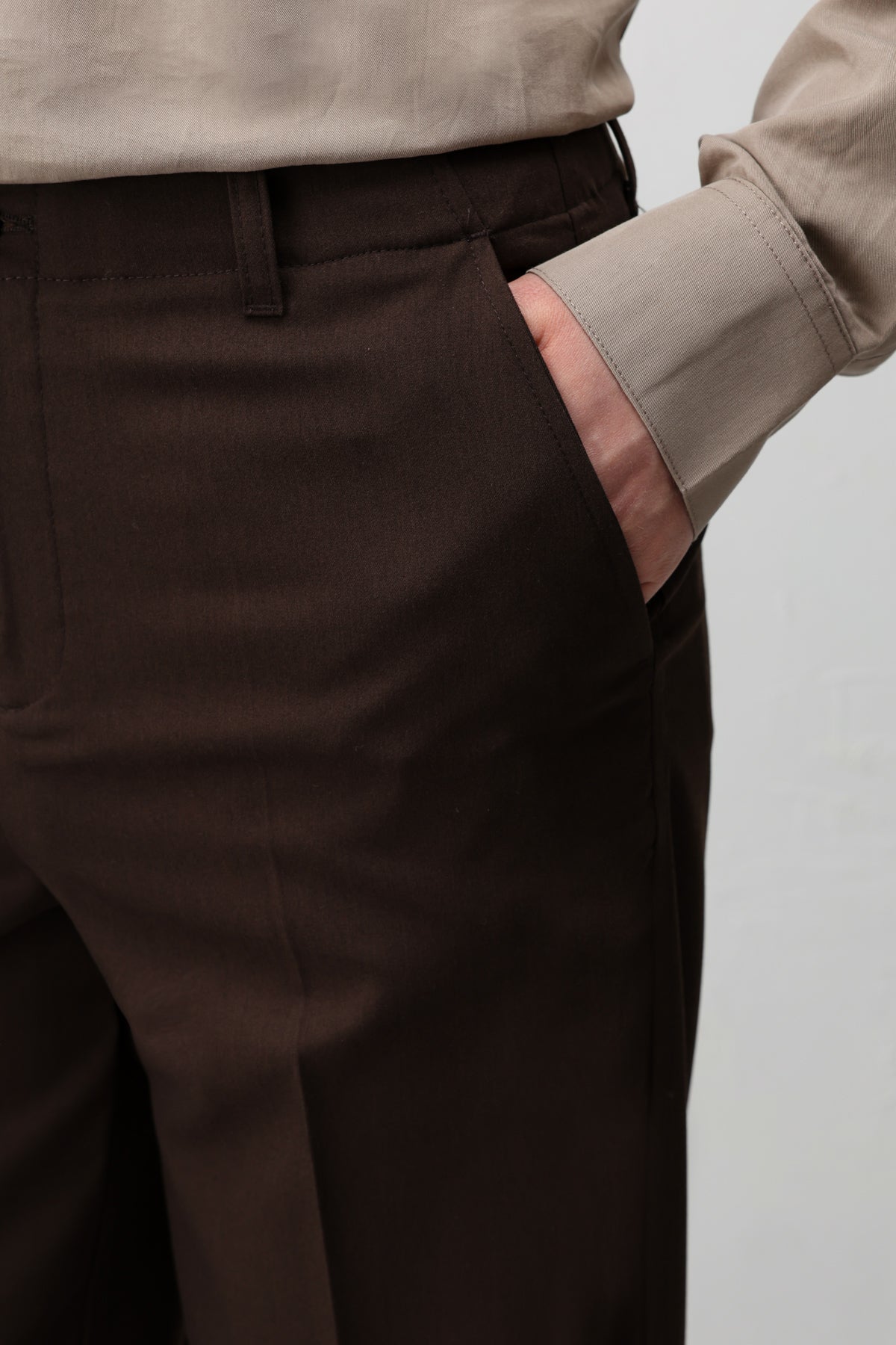 Düz Kesim Erkek Pantolon Koyu Kahverengi