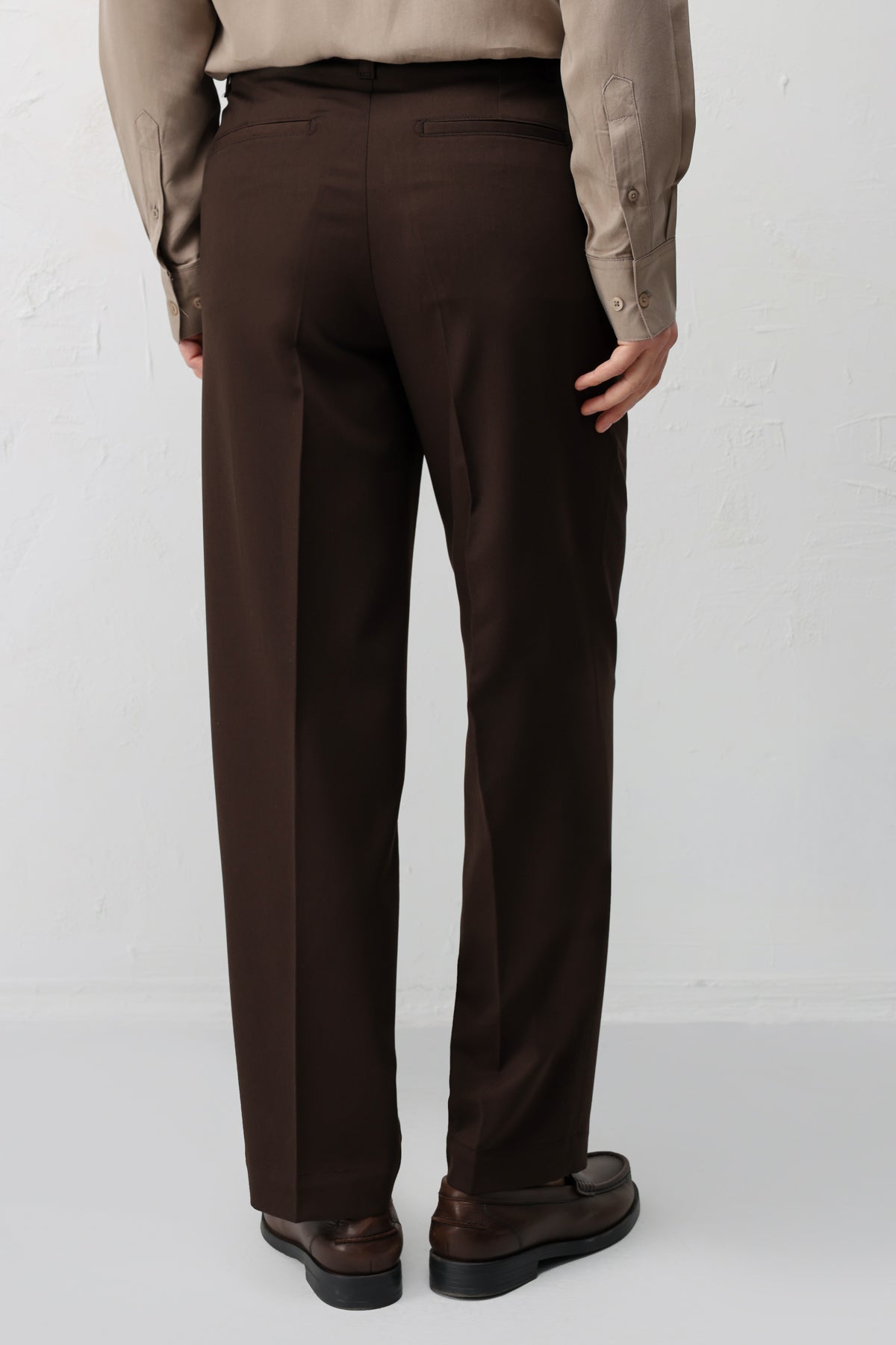 Düz Kesim Erkek Pantolon Koyu Kahverengi