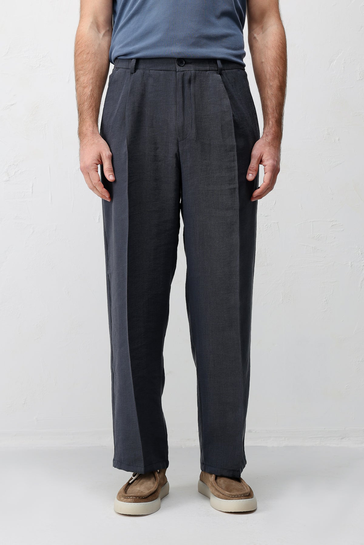 Erkek Lyocell Karışımı Pantolon Lacivert