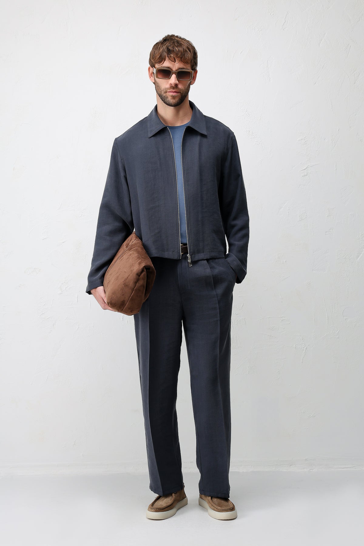 Erkek Lyocell Karışımı Pantolon Lacivert