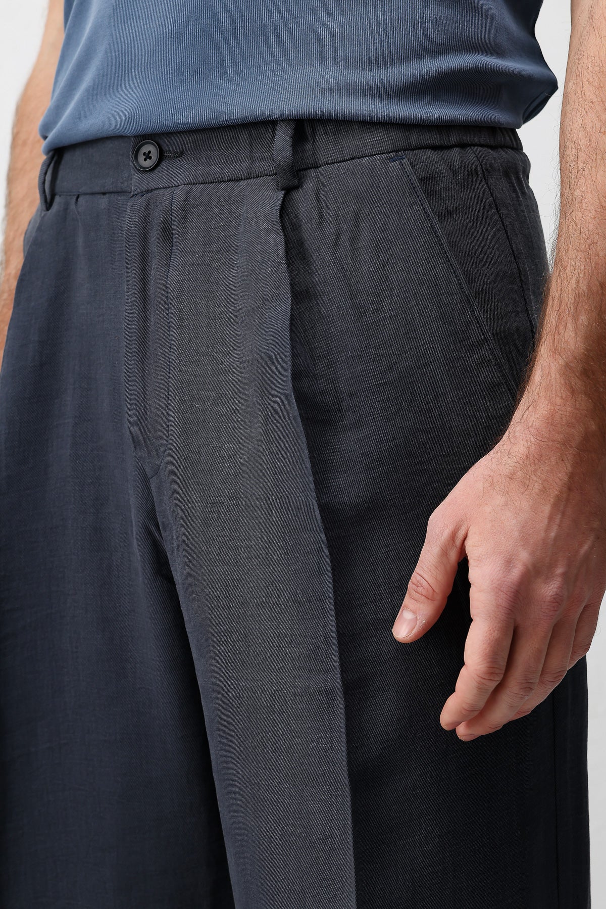 Erkek Lyocell Karışımı Pantolon Lacivert