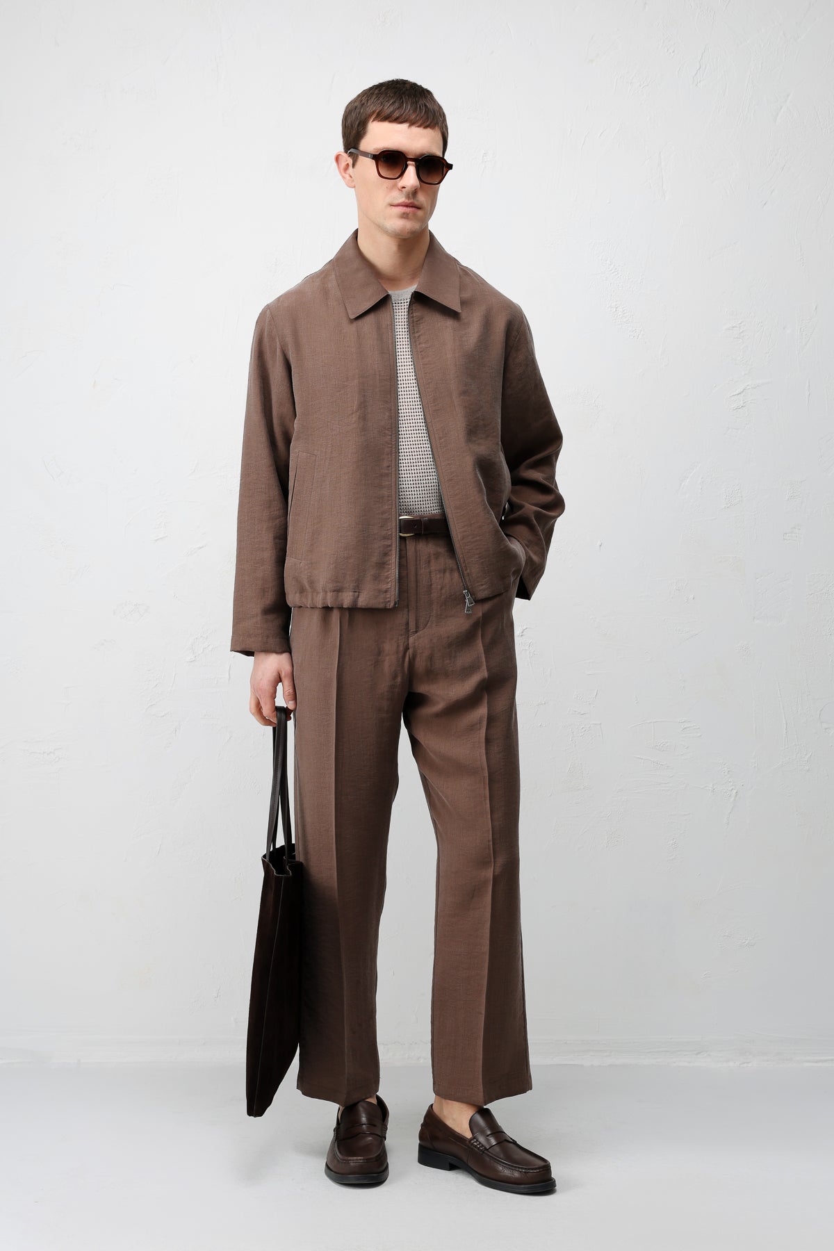 Liyosel Karışımı Yazlık Erkek Ceket Kahverengi