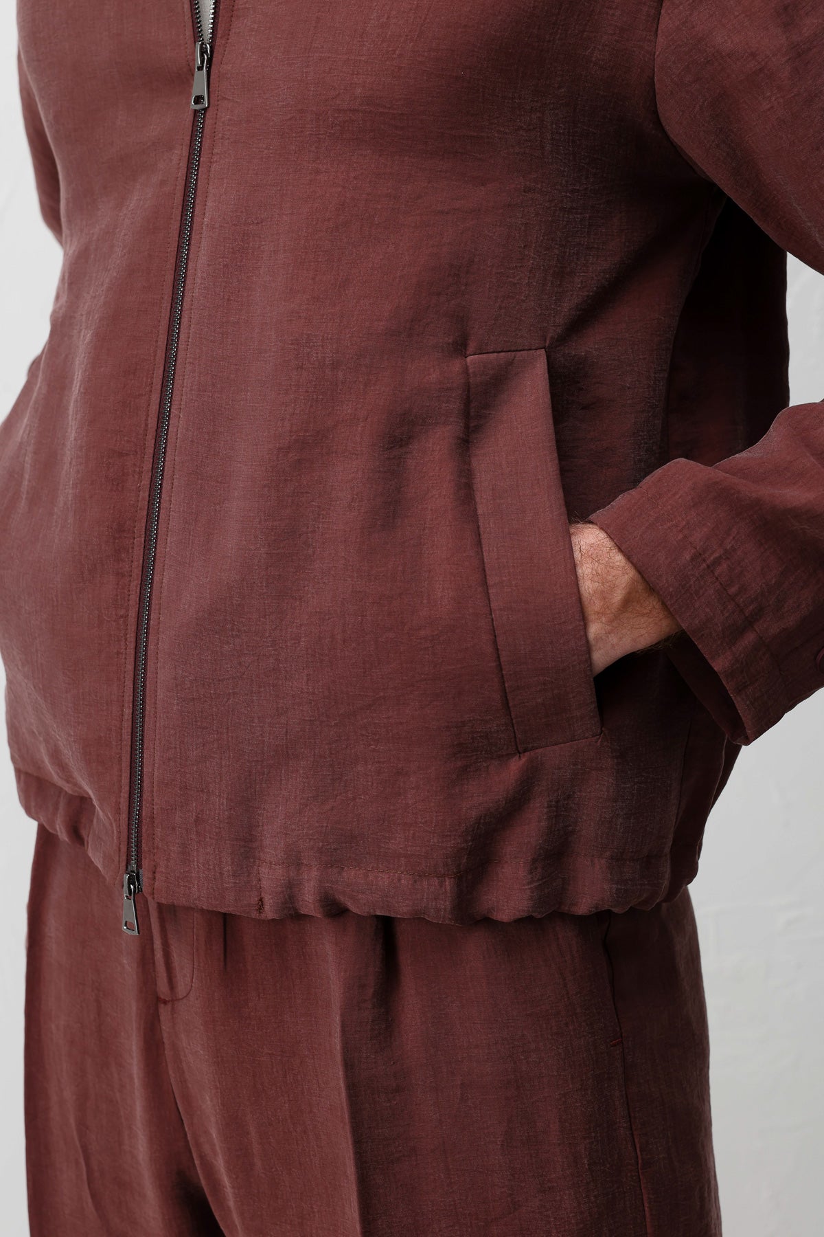 Likra Karışımlı Yazlık Erkek Ceketi Bordo