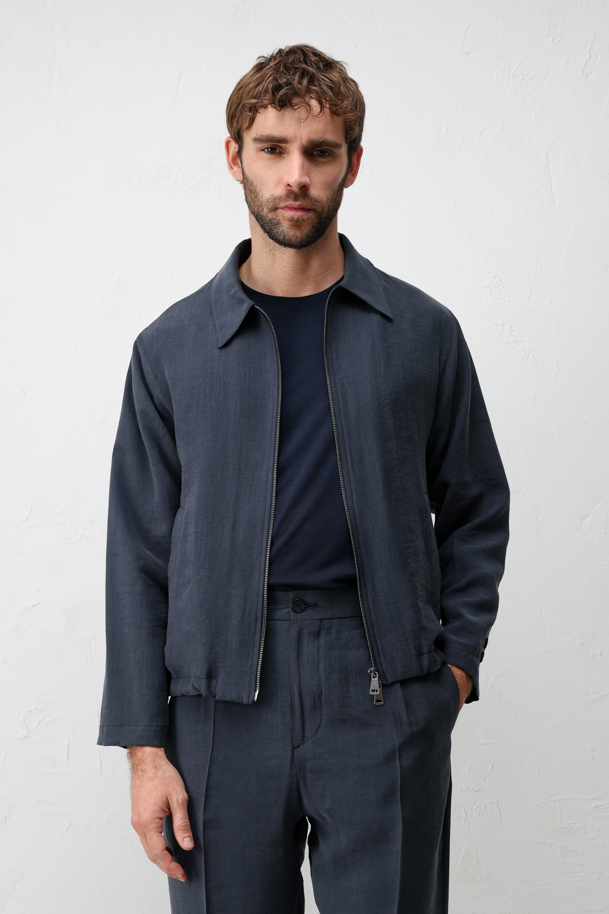 Lyocell Karışımı Yazlık Erkek Ceket Lacivert