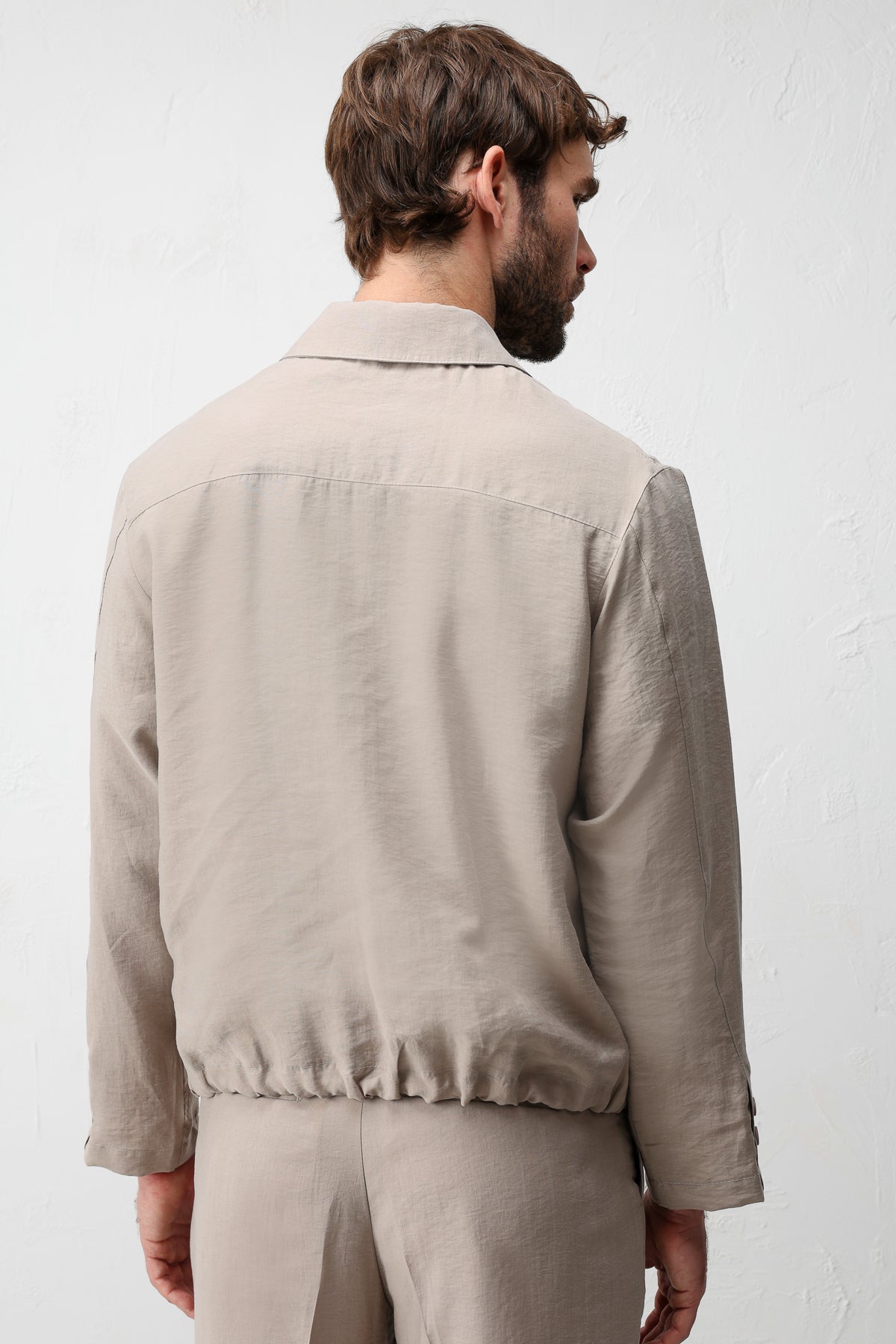 Lyocell Karışımı Yazlık Erkek Ceketi Koyu Bej