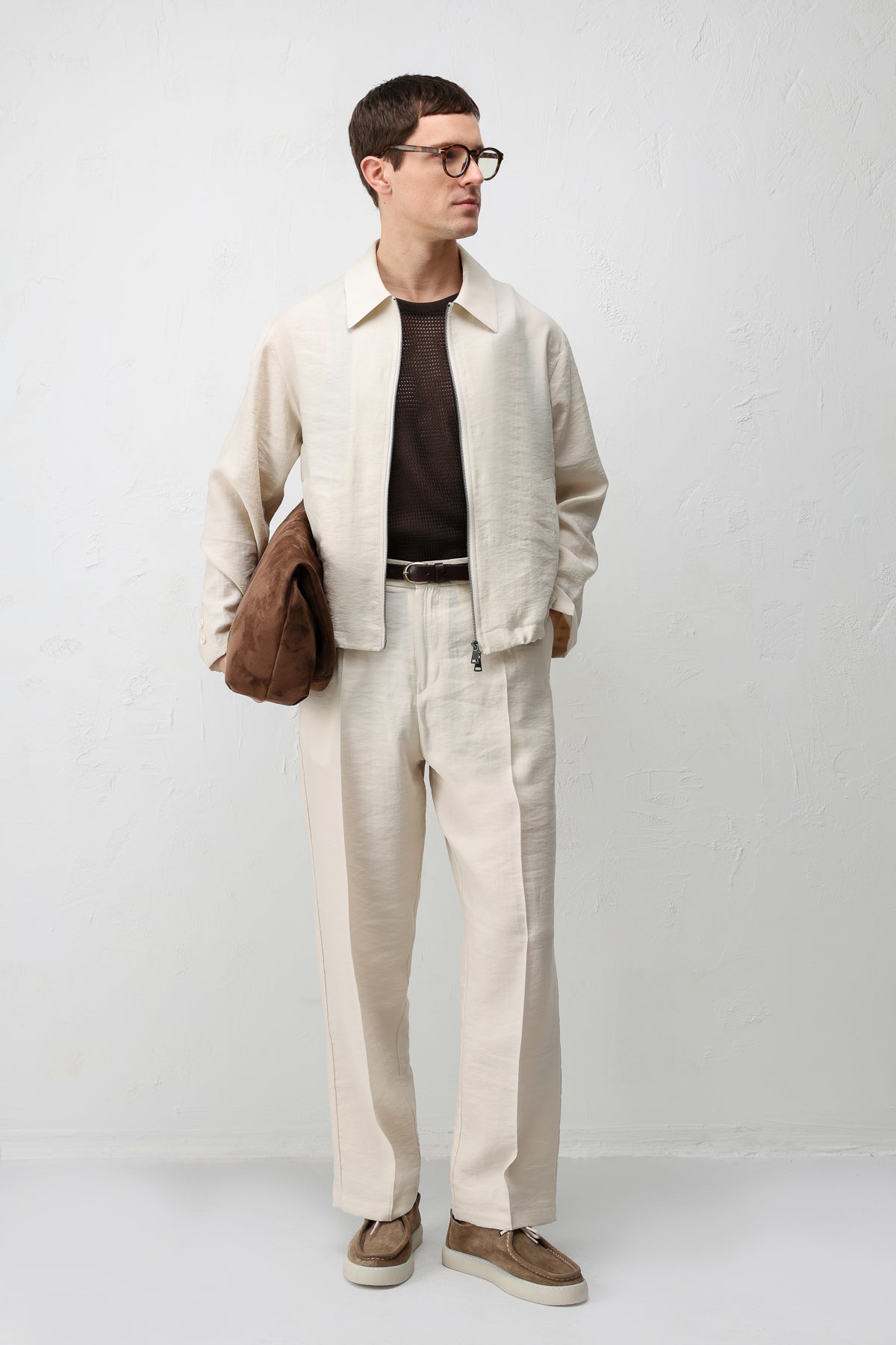 Lyocell Karışımlı Yazlık Erkek Ceketi Taş Rengi