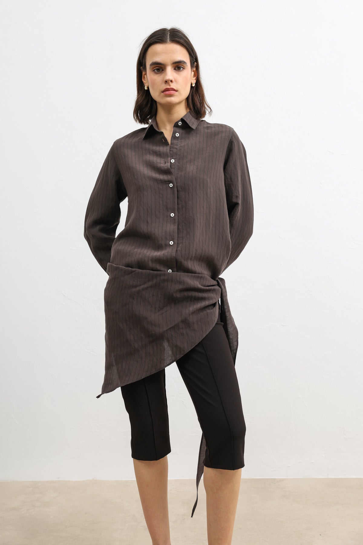 Cepli Kadın Gömlek Kahverengi