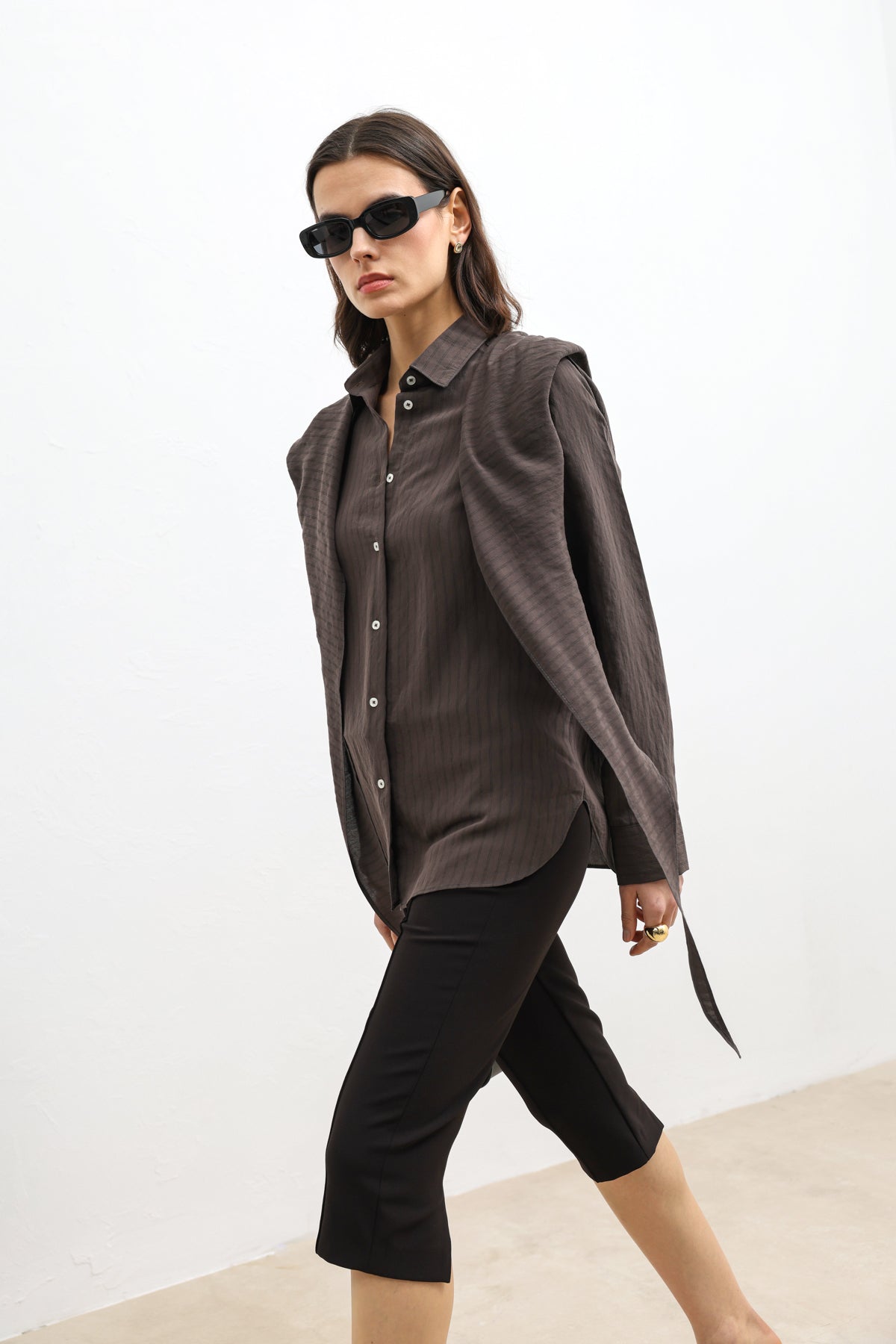 Cepli Kadın Gömlek Kahverengi