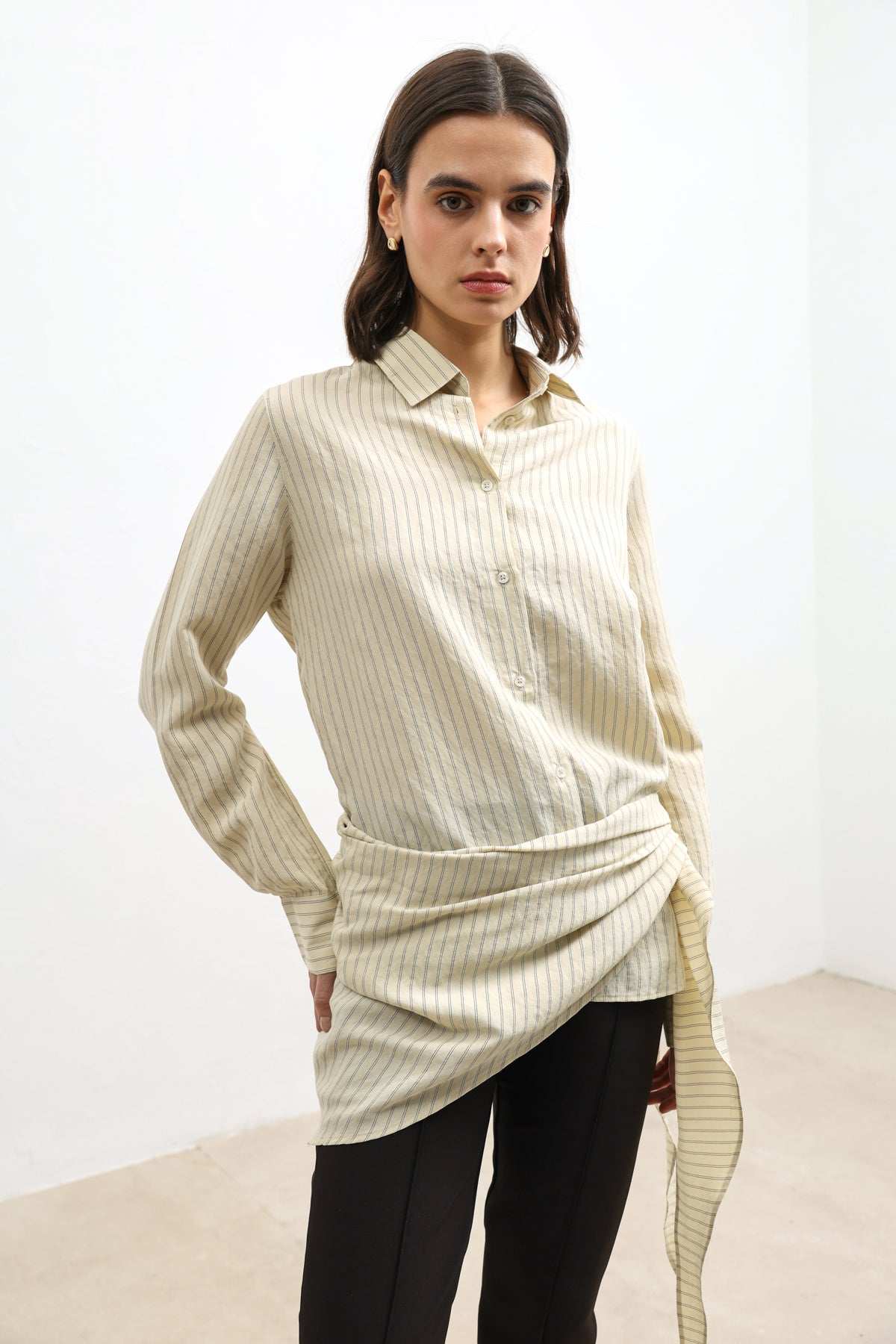 Cepli Kadın Gömlek Bej