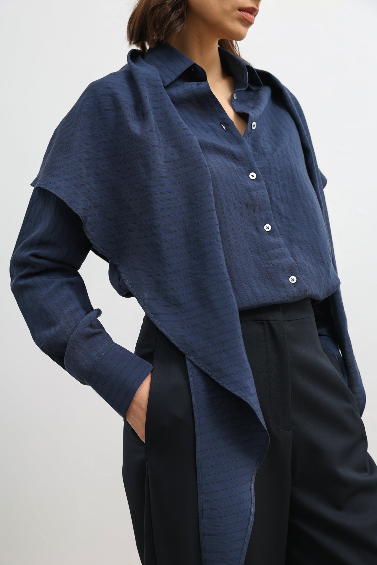 Cepli Kadın Gömleği Lacivert