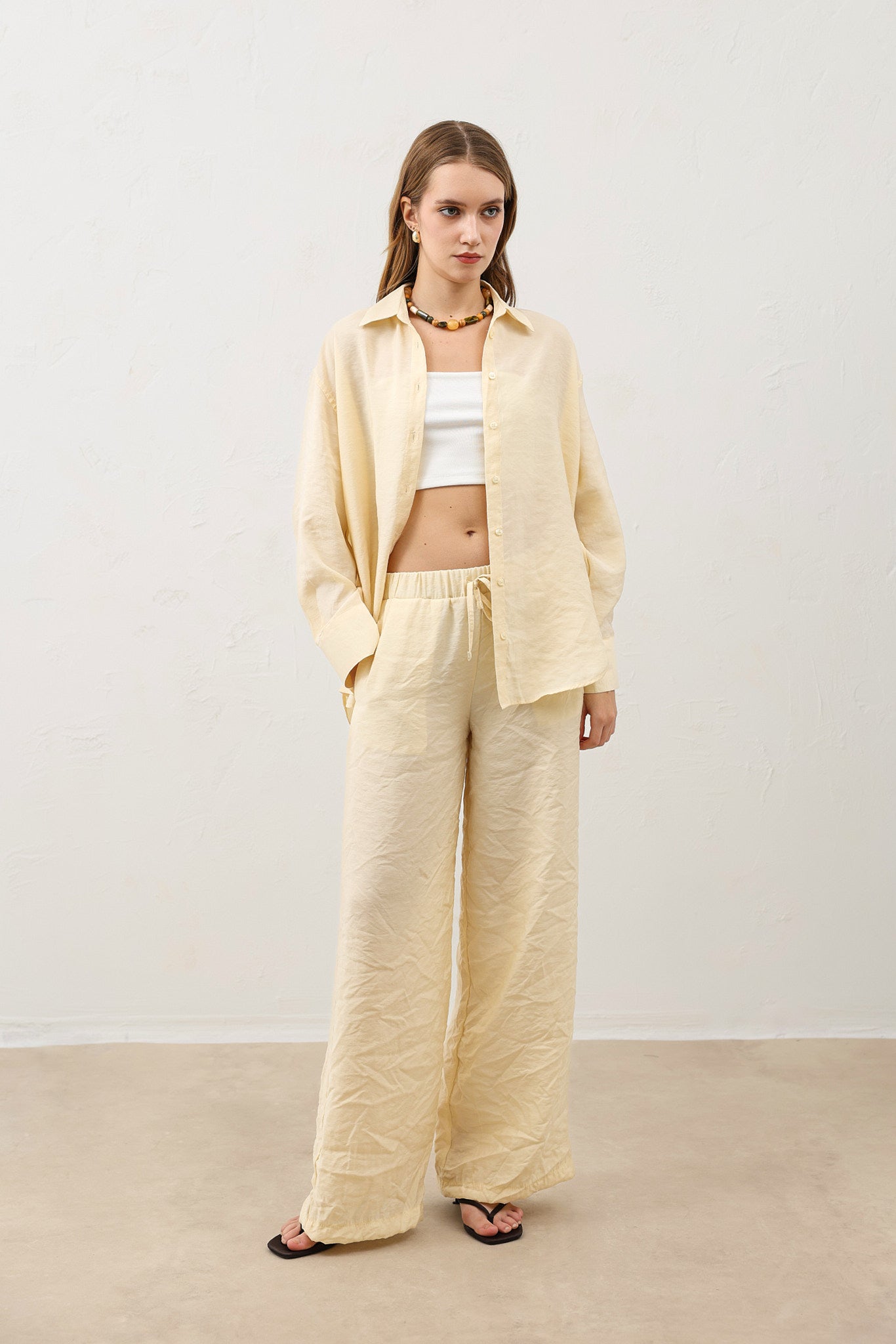 Kadın Modal Karışım Pantolon Sarı