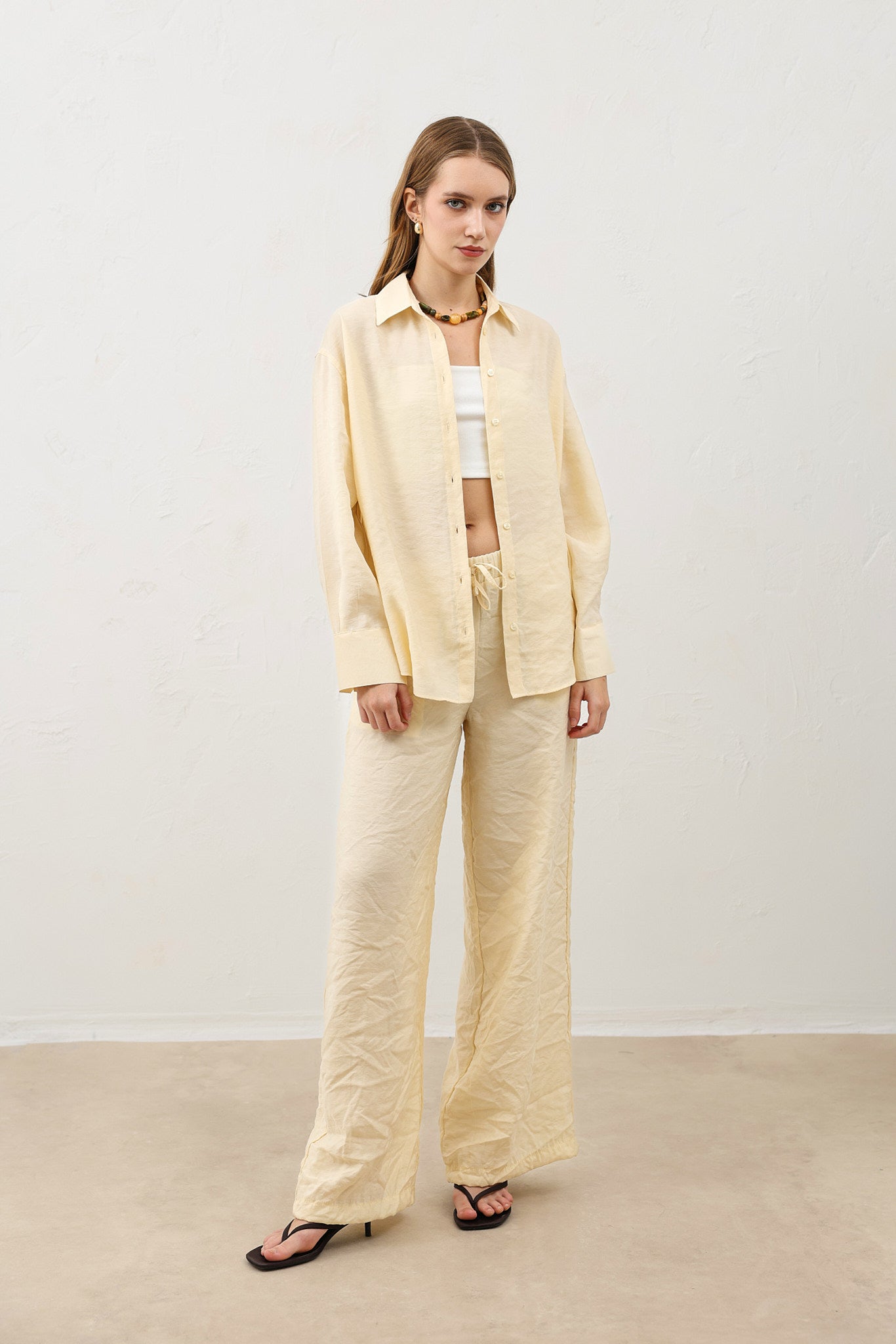 Kadın Modal Karışım Pantolon Sarı