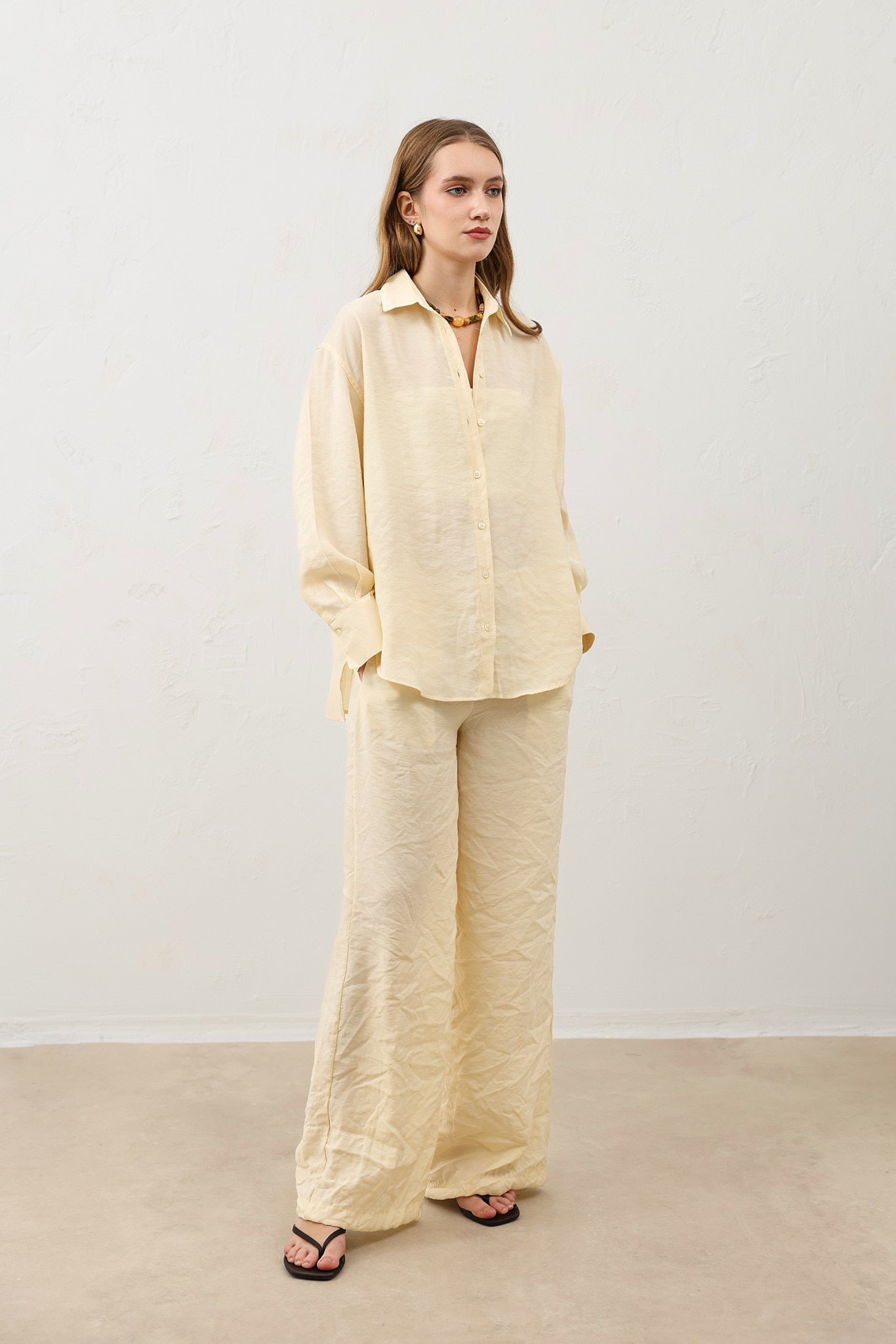 Kadın Modal Karışım Pantolon Sarı