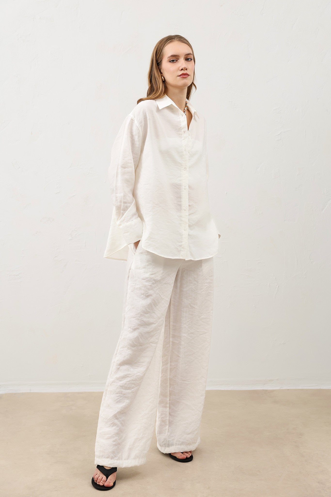 Kadın Ekru Modal Karışımlı Pantolon