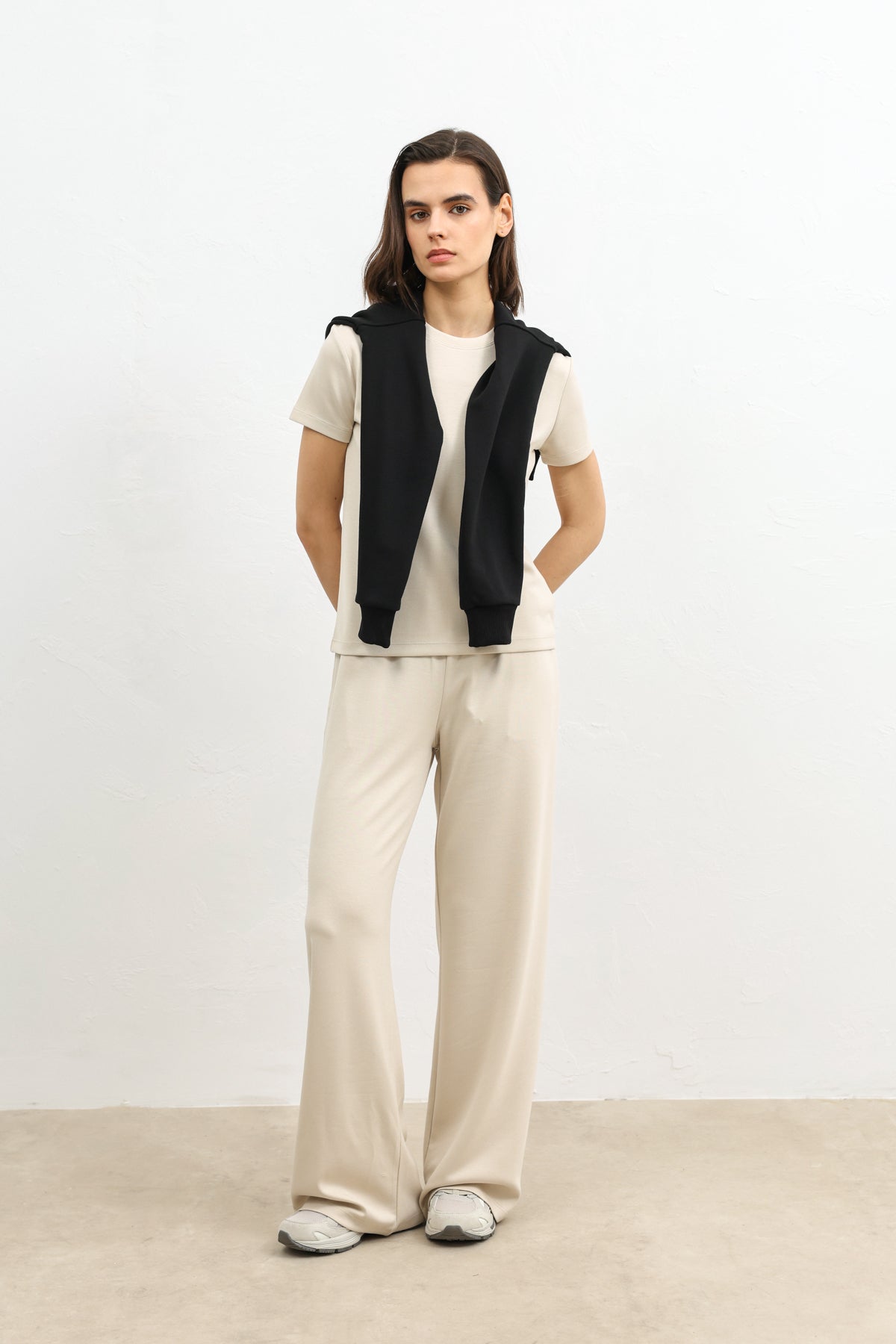 Kadın Bol Kesim Eşofman Takımı Taş Rengi