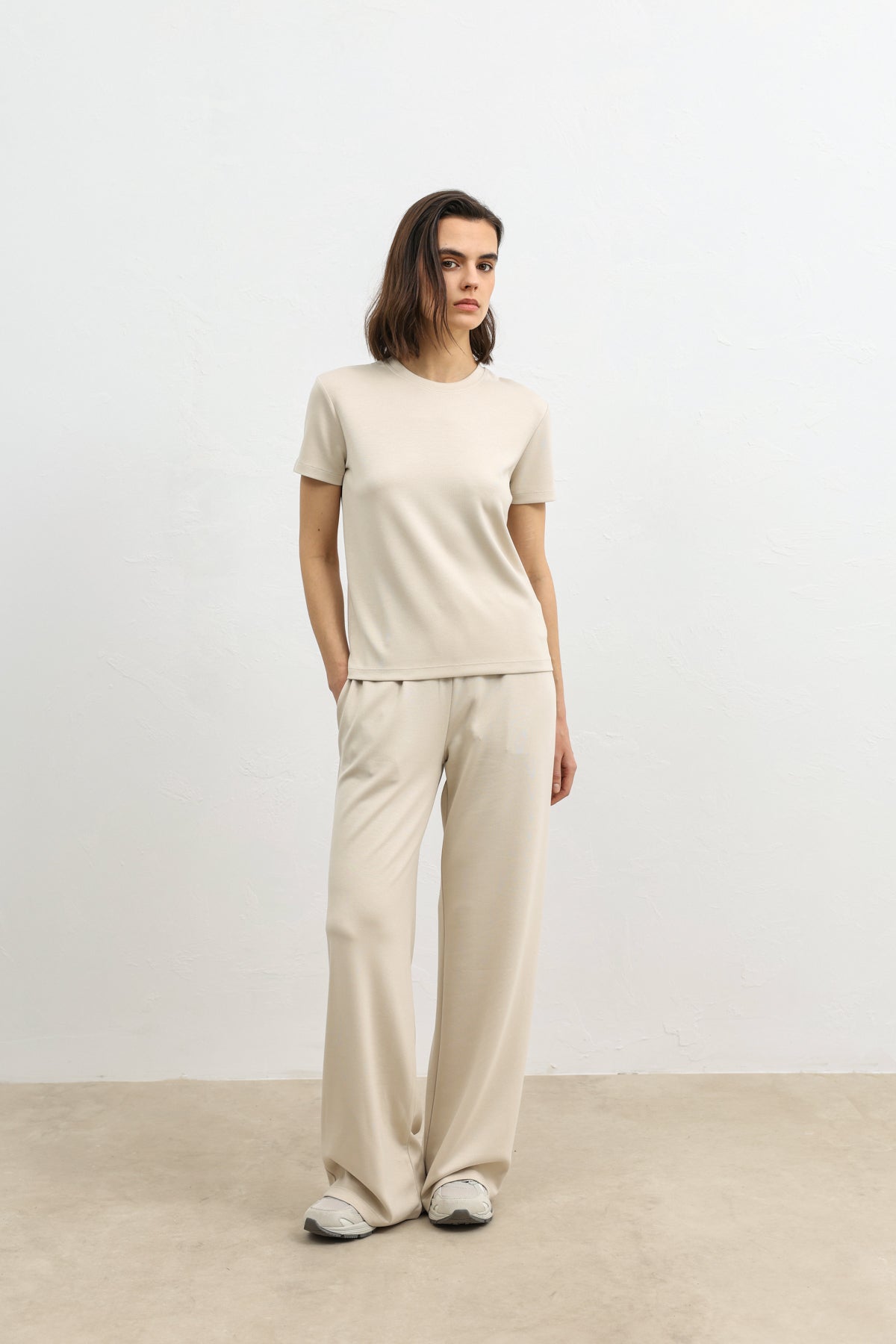 Kadın Bol Kesim Eşofman Takımı Taş Rengi