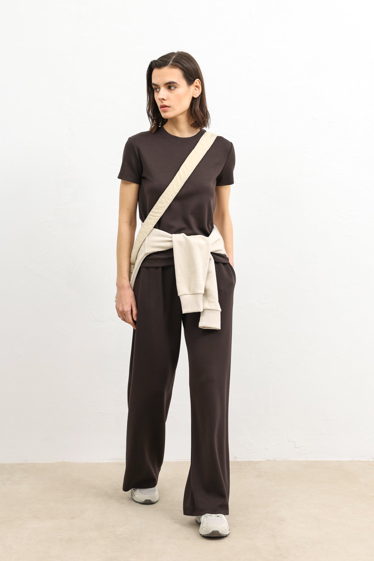 Kadın Bol Kesim Eşofman Takımı Koyu Kahverengi